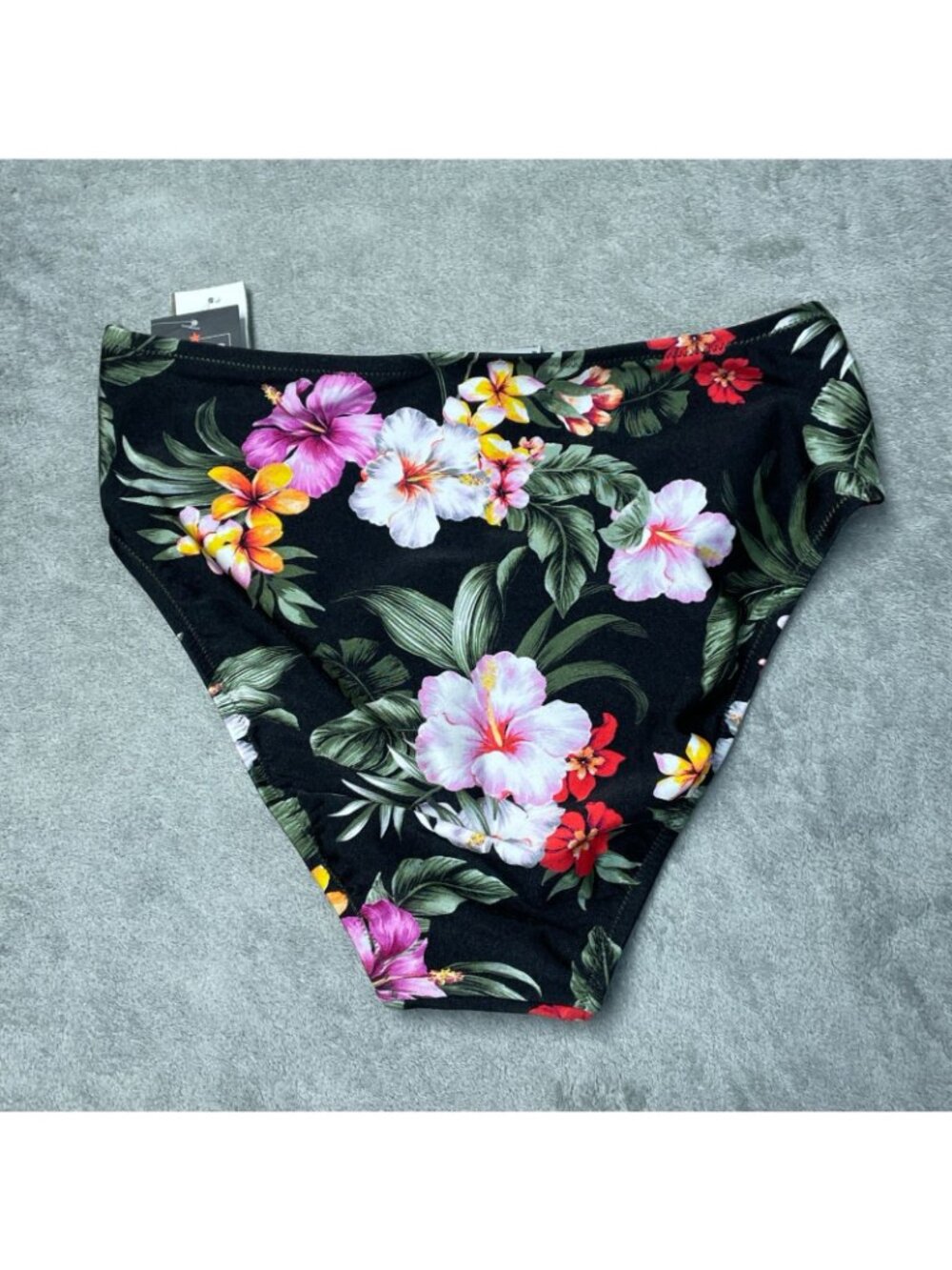 Bar III Women's Size S Floral High-Waist Bikini Bottoms Black Multi K1233 - Picture 4 of 6